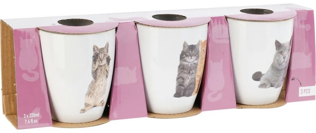 Cats kőagyag bögre készlet 3 db, 220 ml