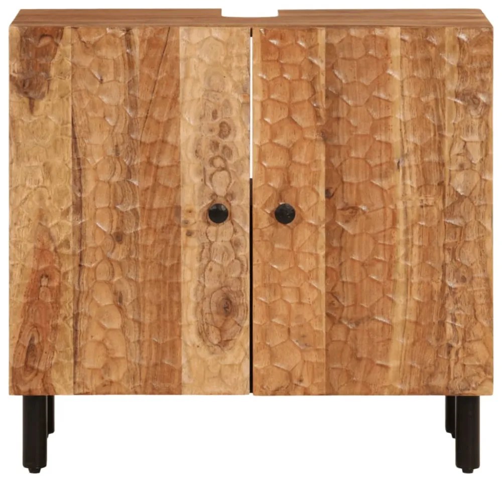 vidaXL 2 részes tömör akácfa fürdőszobai szekrényszett