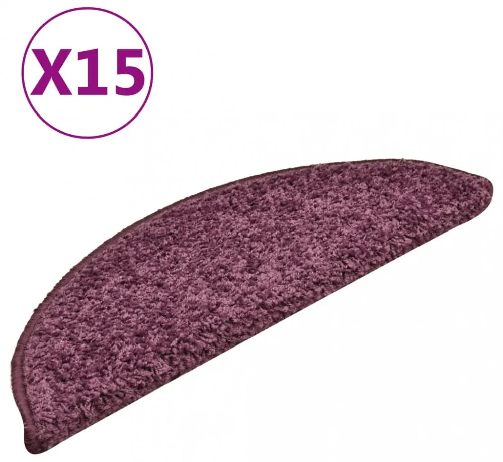 15 db sötétlila lépcsőszőnyeg 56 x 17 x 3 cm