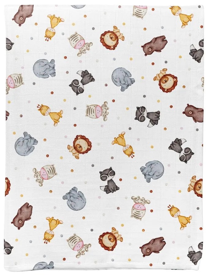 Fehér muszlin gyerek takaró 75x100 cm Zoo – Mijolnir