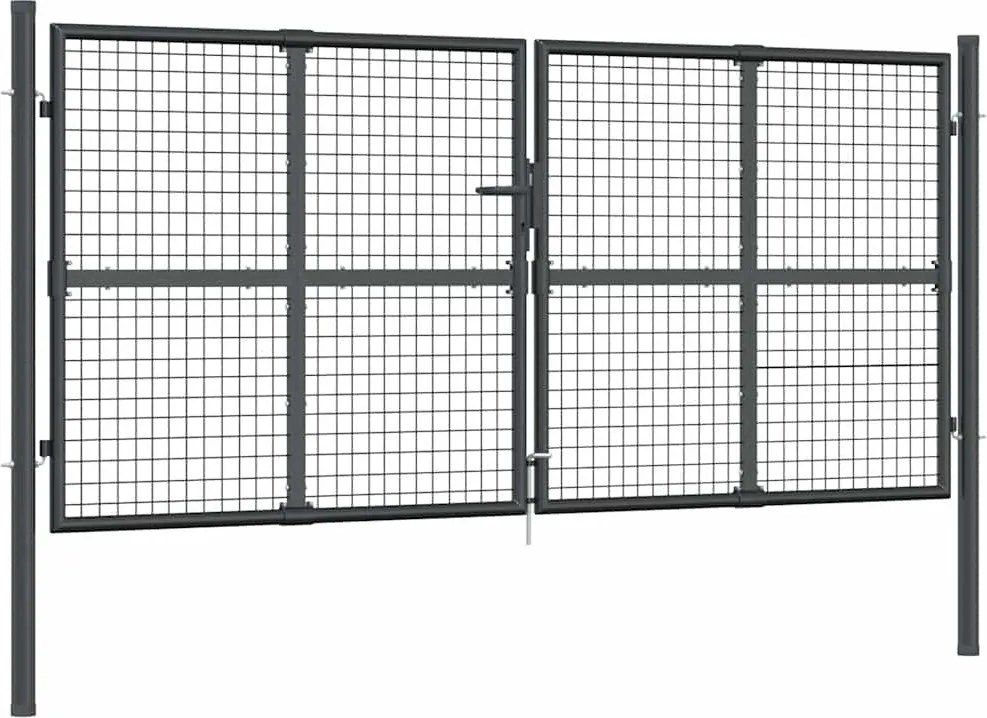 vidaXL antracit színű horganyzott acél hálós kerti kapu 300 x 125 cm