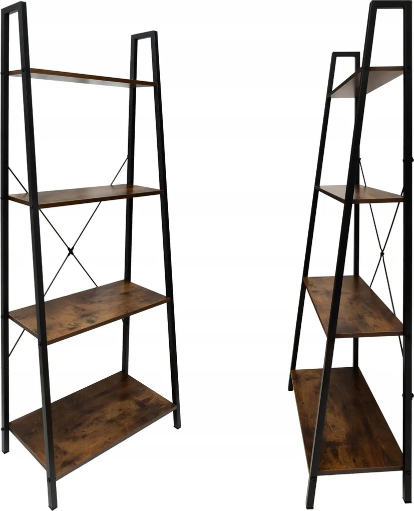 Ipari Könyvespolc Loft Álló Létra Fém 4 Polcos