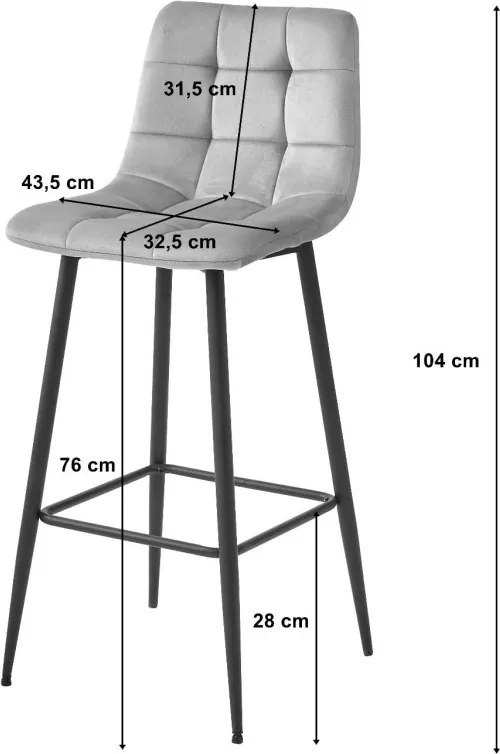 Bárszék fekete lábakkal ARCETO VELVET, sötétszürke