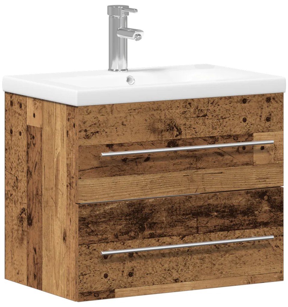 Mosdókagylós szekrény fiókkal 2 pcs Régi fa 60 x 38.5 x 48 cm