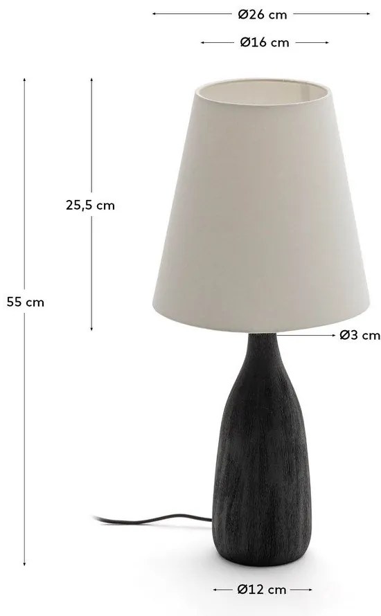 Fekete-krémszínű asztali lámpa textil búrával (magasság 56 cm) Luvia – Kave Home