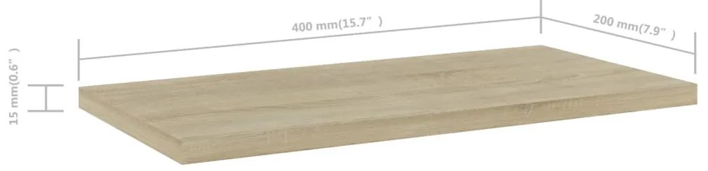 4 db sonoma tölgy színű szerelt fa könyvespolc 40 x 20 x 1,5 cm