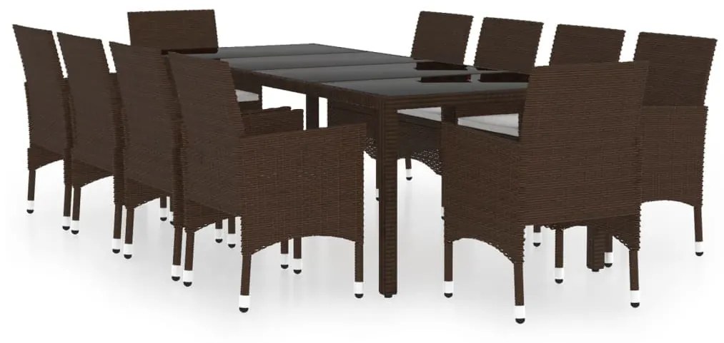 11 részes barna polyrattan kültéri étkezőgarnitúra