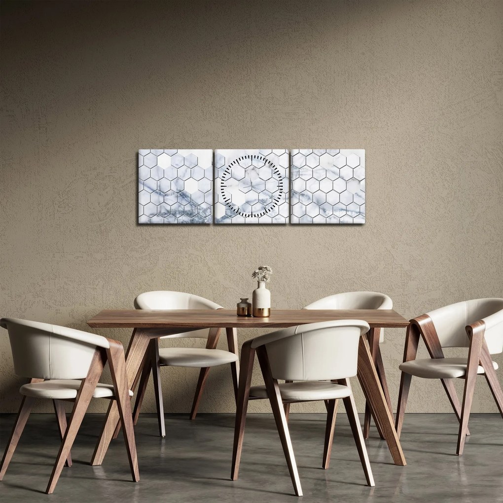Kép - Márványozott hatszög (órával) (90x30 cm)