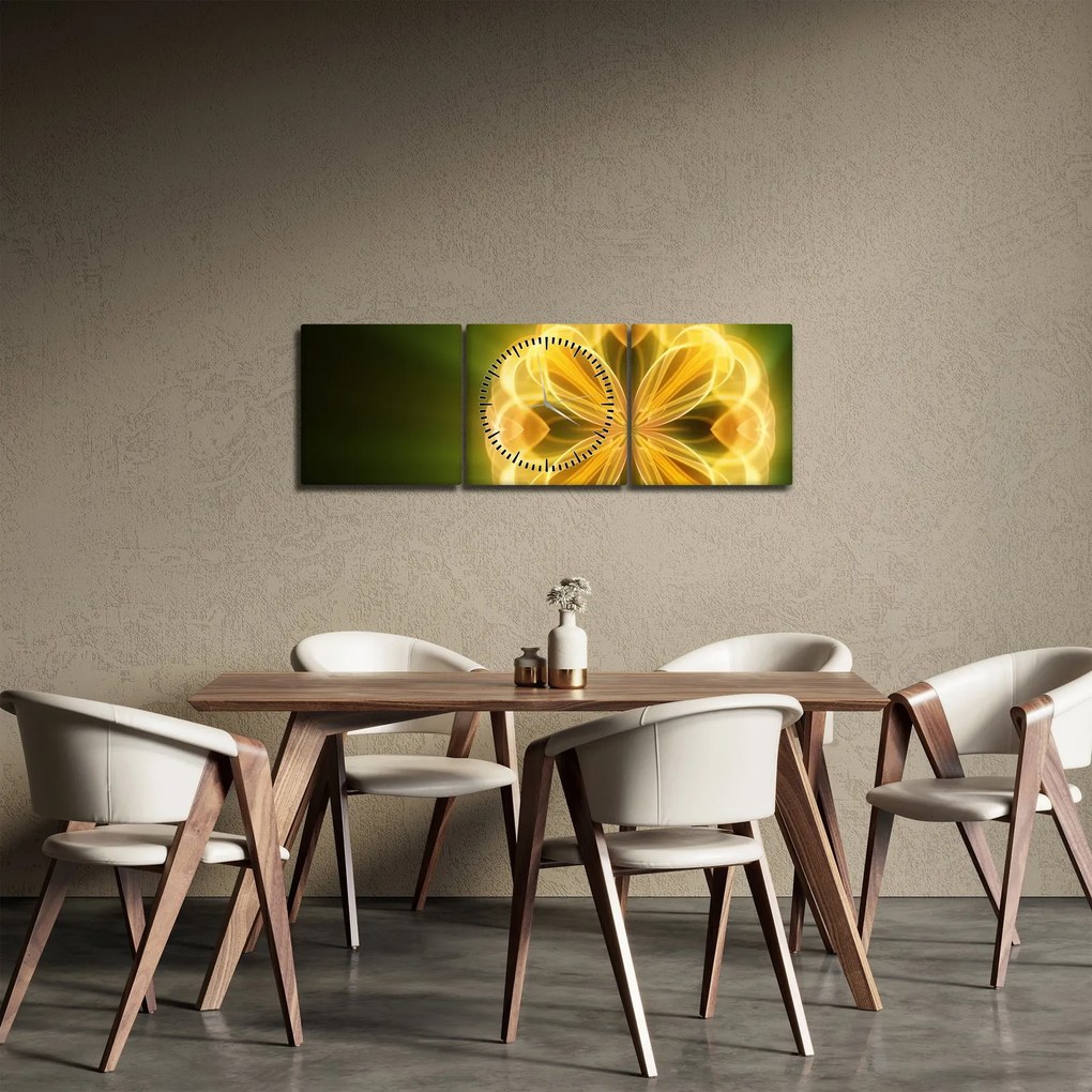 Sárga virág képe (órával) (90x30 cm)