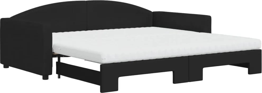 vidaXL fekete kihúzható szövet heverő matracokkal 100 x 200 cm