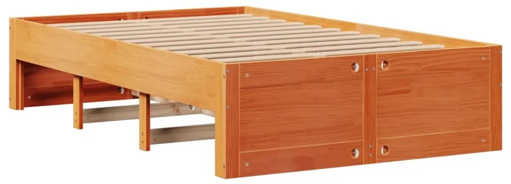 barna tömör fenyőfa fiókos ágykeret matrac nélkül 120 x 200 cm