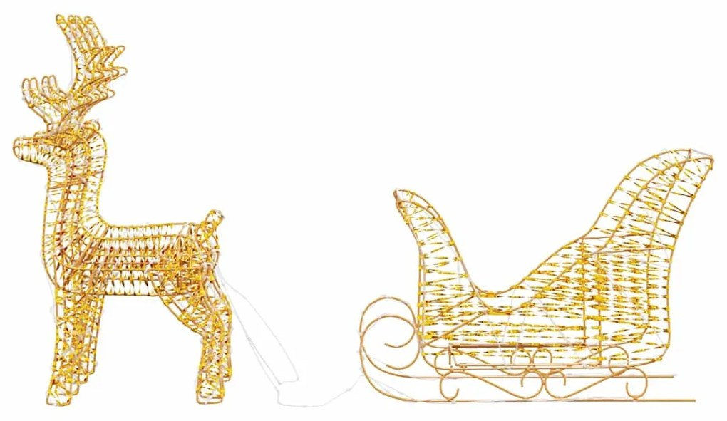 Rénszarvas húzta szán Meleg fehér 30 x 12 x 55 cm PET