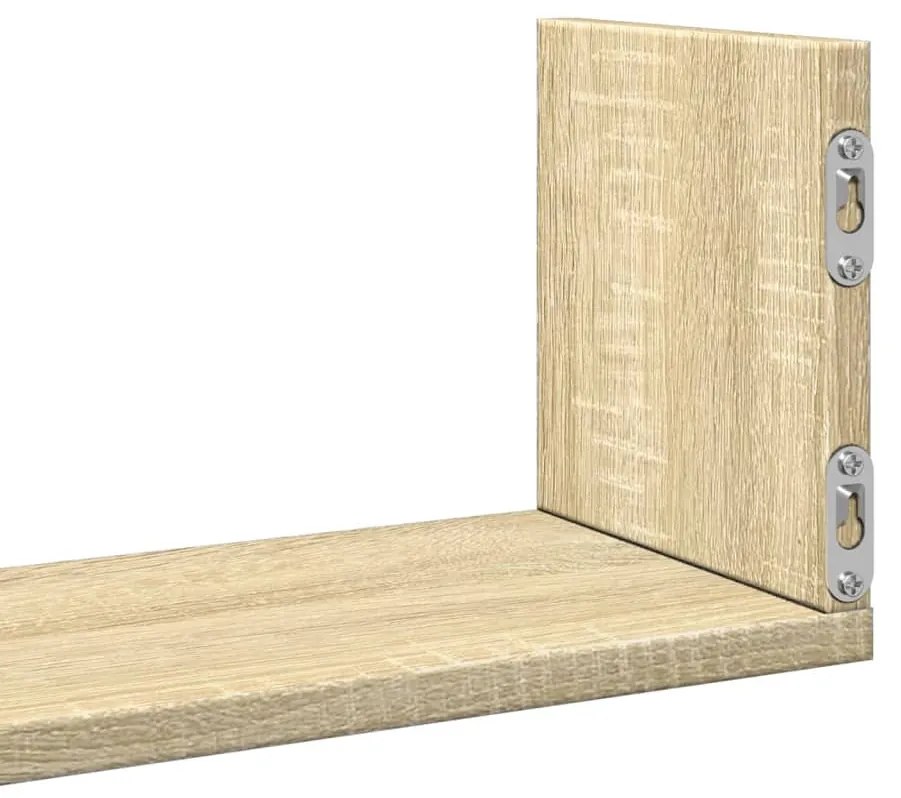 3 db sonoma tölgy színű szerelt fa fali polc 58 x 18 x 18 cm