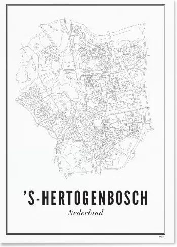 Wijck Poszter Várostérkép ’s-Hertogenbosch 50x70cm Fehér elegáns keret
