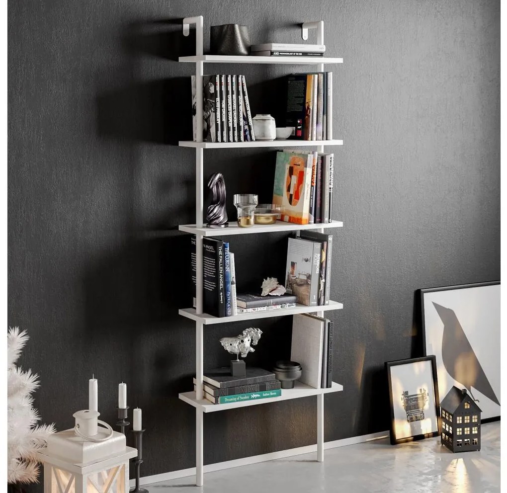 Fali könyvespolc PAULA 174x60 cm fehér