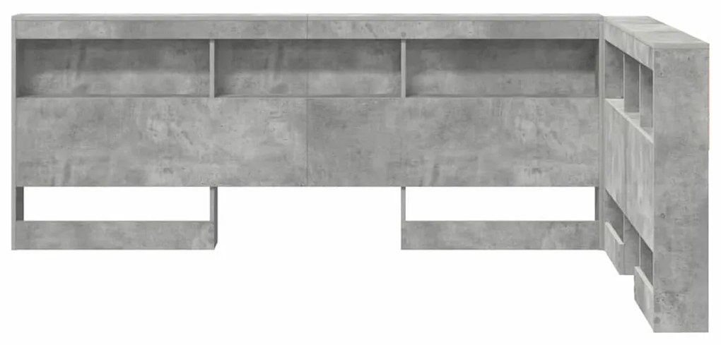Tároló fejtámla polcokkal tárolóval Beton szürke 120 cm Faanyag