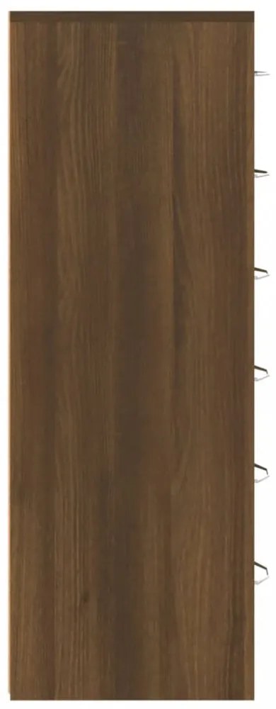 barna tölgy színű szerelt fa komód 6 fiókkal 50 x 34 x 96 cm