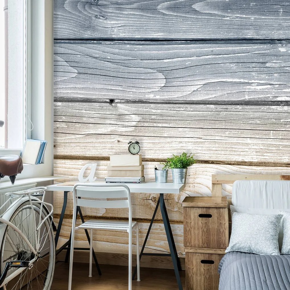 Fotótapéta - Kék és sárga fa táblák (152,5x104 cm)