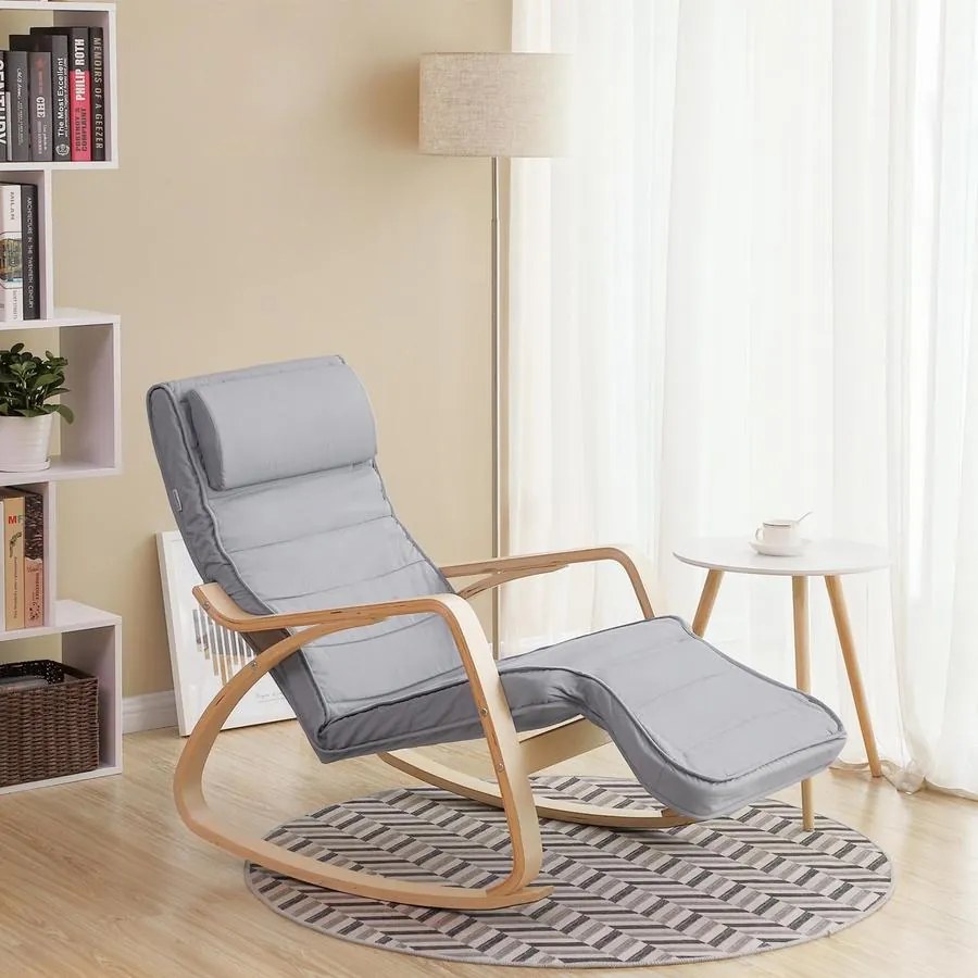Hintaszék, relaxációs szék 5 irányban állítható lábtartó, világosszürke