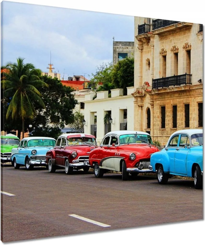 Vászonkép 80x80 Kubai autók
