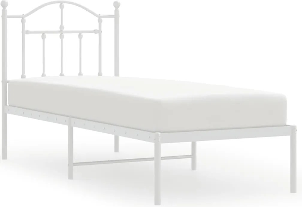 vidaXL fehér fém ágykeret matrac nélkül fejtámlával 180 x 200 cm