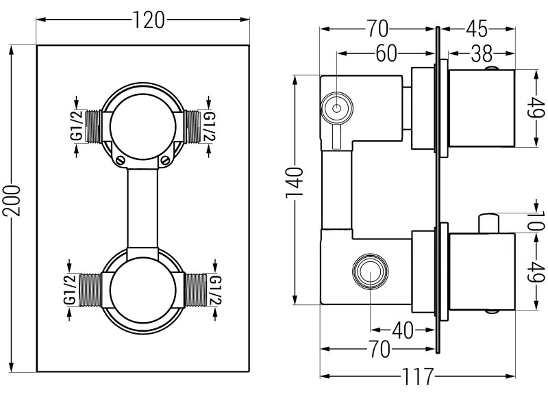 Mexen Cube DR02 rejtett zuhanygarnitúra esőzuhannyal 30x30 cm (6in1), rózsaszín arany, 77502DR0230-60