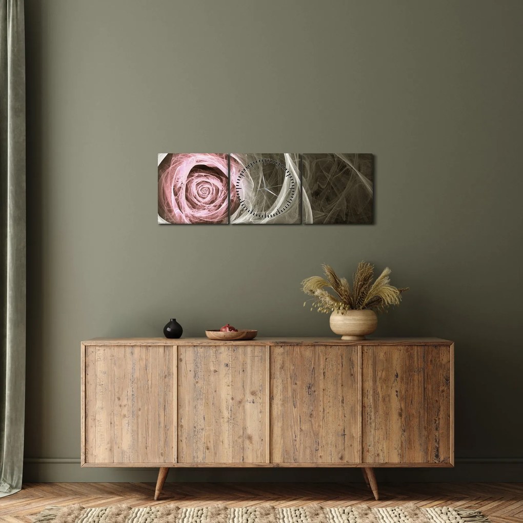 Kép - Absztrakt rózsa világos rózsaszín (órával) (90x30 cm)