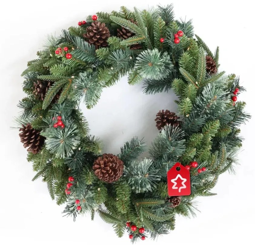Karácsonyi koszorú Díszített 50 LED 60 cm