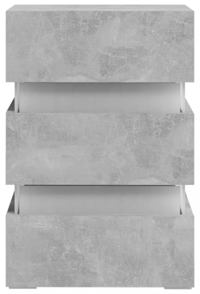 betonszürke szerelt fa LED-es éjjeliszekrény 45 x 35 x 67 cm
