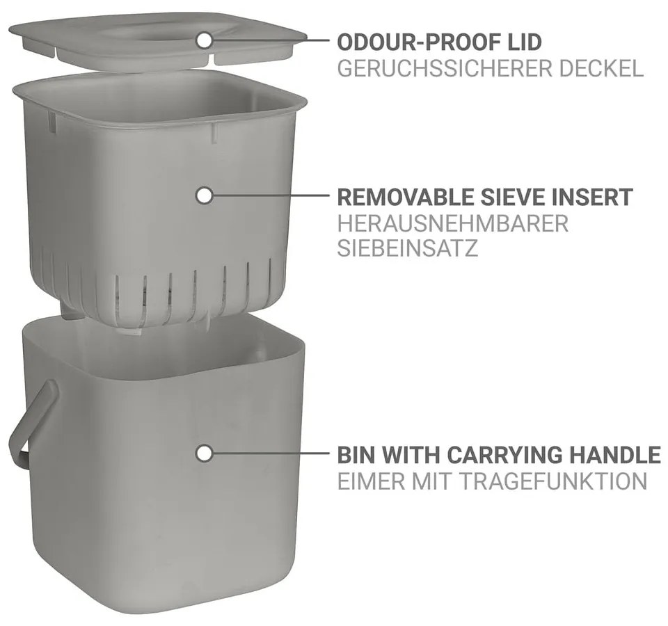 Világosszürke komposztálható hulladék gyűjtő 3 l Conny – Wenko