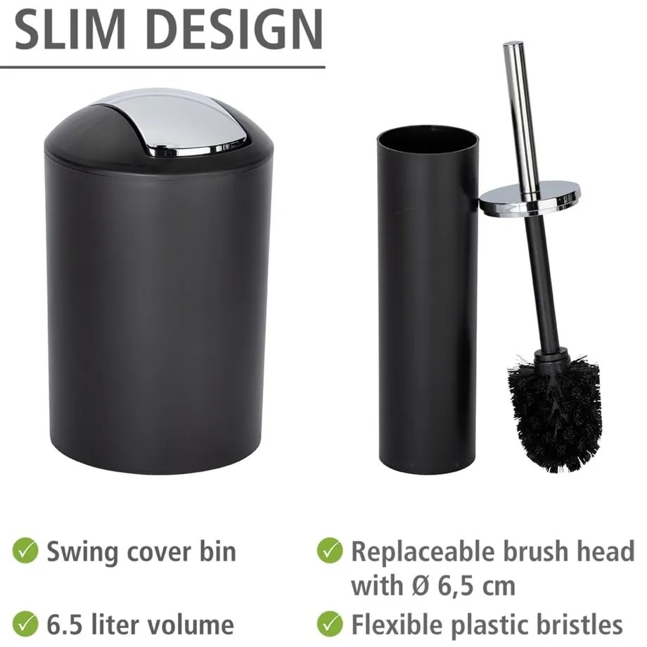 Fekete műanyag fürdőszobai kiegészítő szett Calvo – Wenko