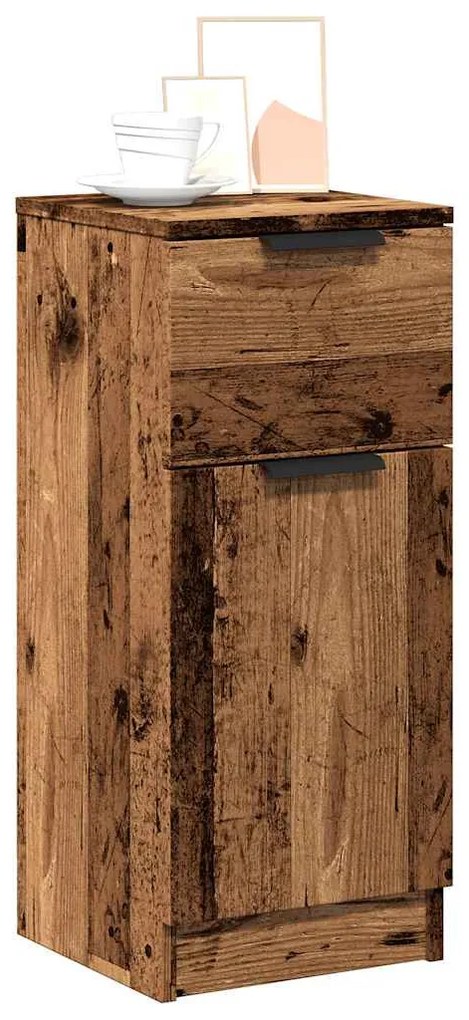 2 db antik fa színű szerelt fa tálalószekrény 30 x 30 x 70 cm