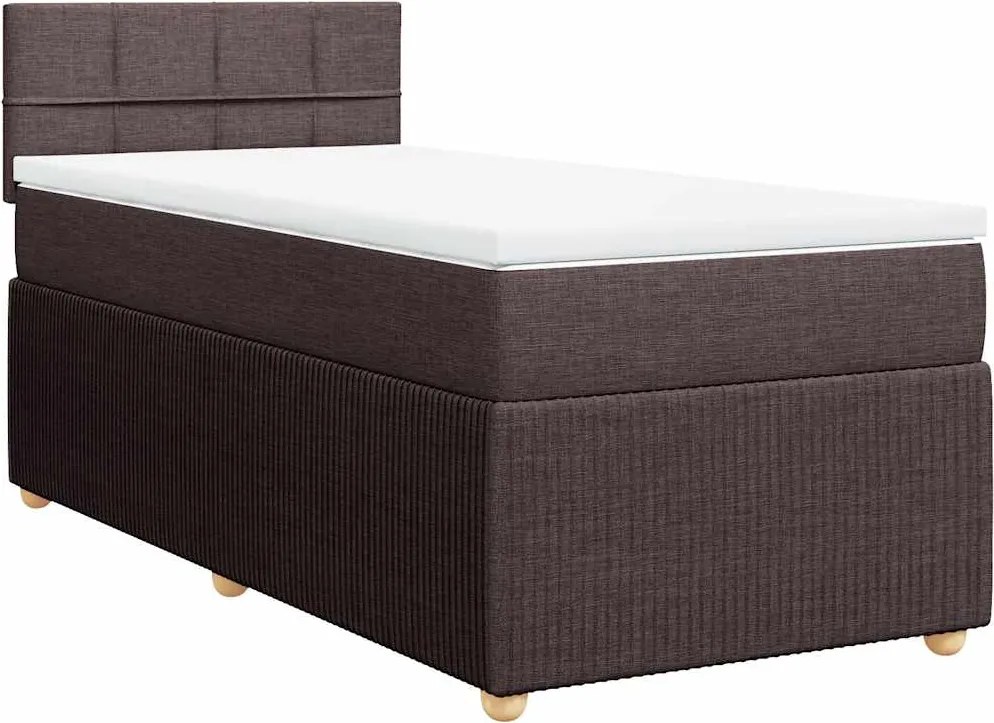 vidaXL sötétbarna szövet rugós ágy matraccal 90 x 190 cm