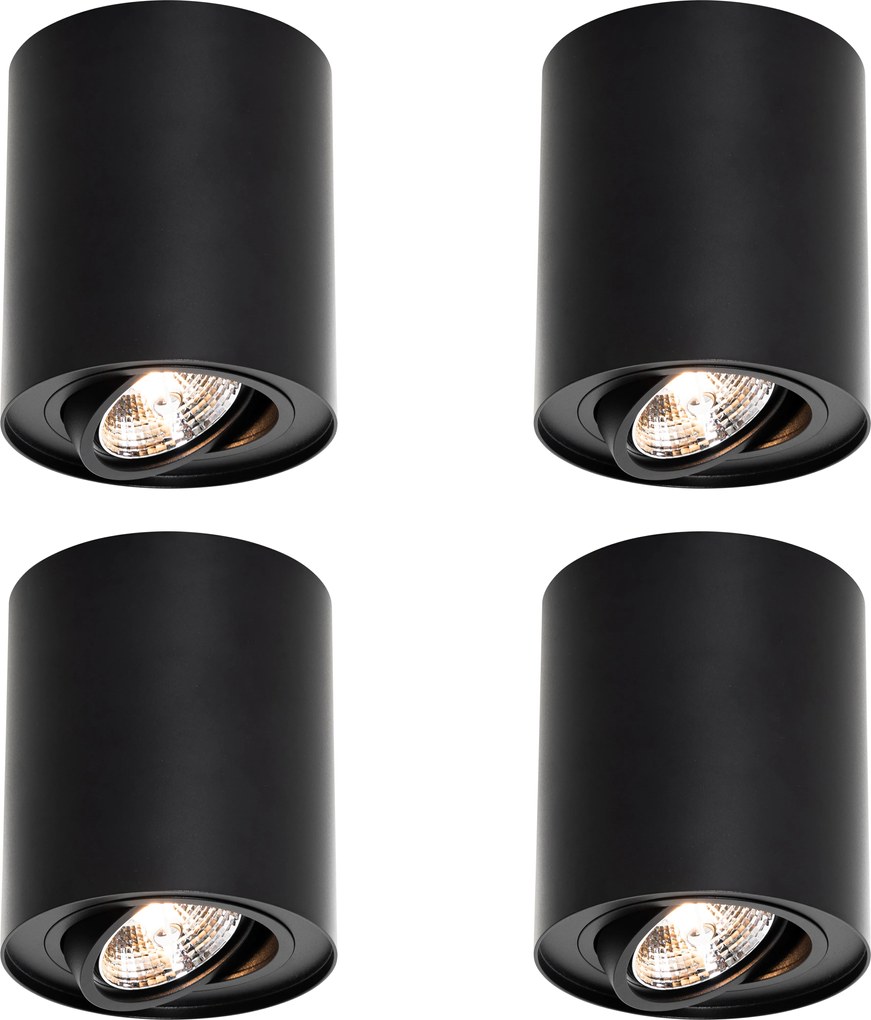 4 darabos modern fekete állítható AR70 mennyezeti spotlámpa szett - Rondoo Up