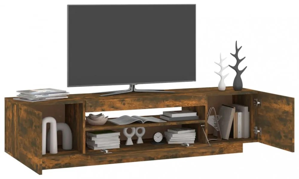 füstös tölgy színű TV-szekrény LED-világítással 160x35x40 cm