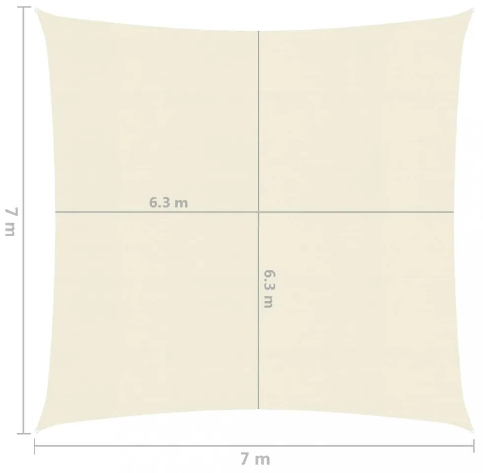 krémszínű HDPE napvitorla 160 g/m² 7 x 7 m