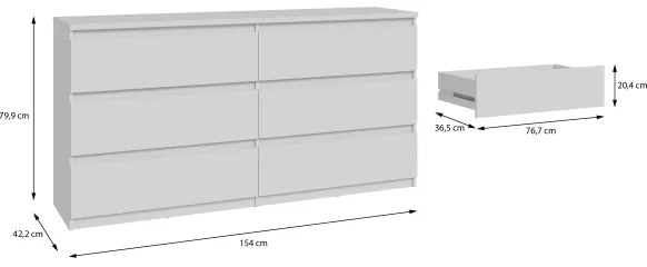 MAO fehér fiókos komód