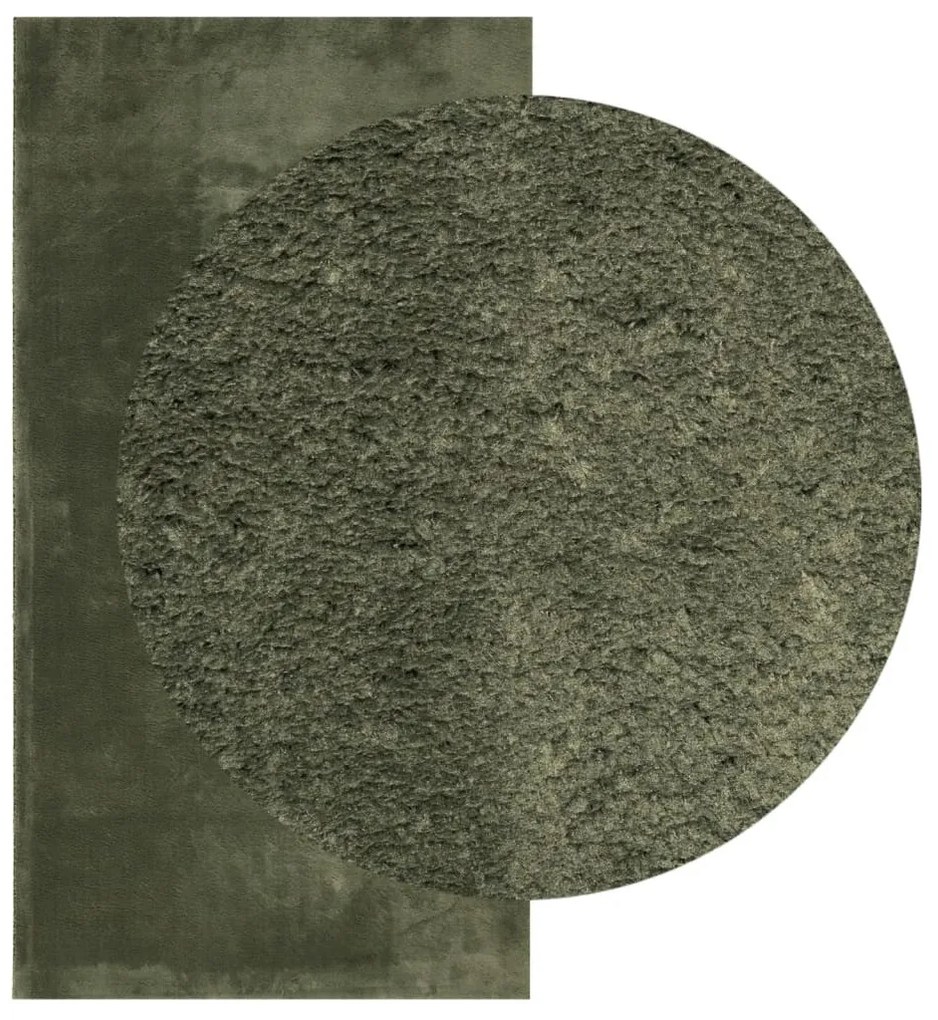 HUARTE erdőzöld rövid szálú puha és mosható szőnyeg 80 x 150 cm