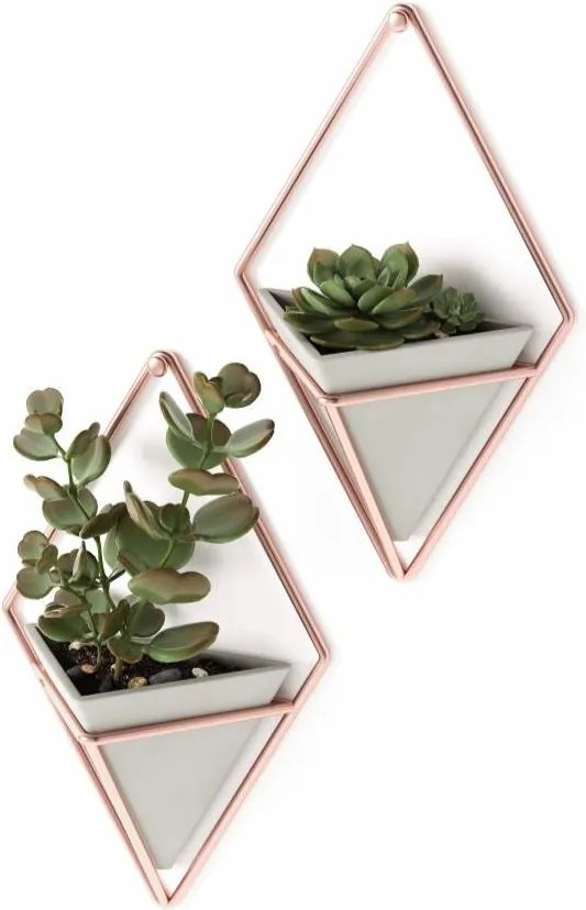 Falra akasztható virágtartók szürke réz dekoratív nappali szett Trigg