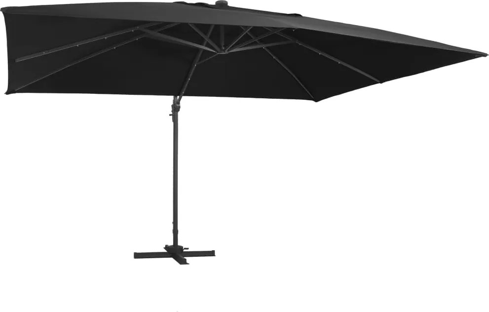 vidaXL fekete konzolos napernyő LED-del/alumínium rúddal 400 x 300 cm