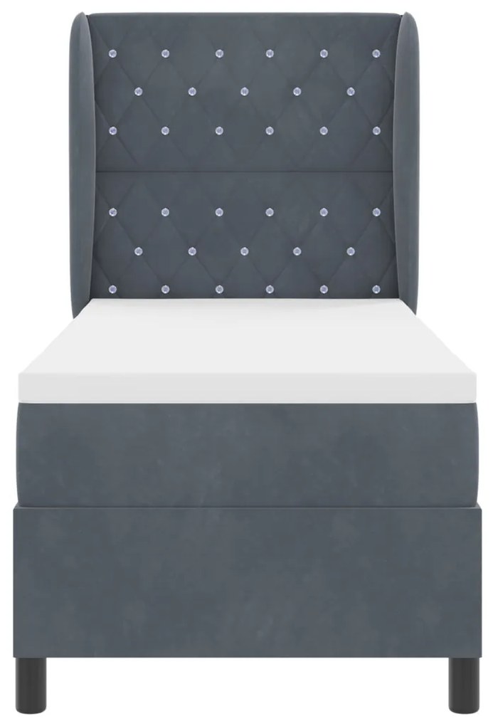 vidaXL Boxrugós ágy matracmal Sötétszürke 200 x 80 cm Poliészter