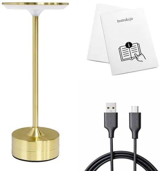 LED újratölthető érintőkapcsolós asztali lámpa TAVOLO LED/2,5W/5V 2400 mAh 3000-6000K arany