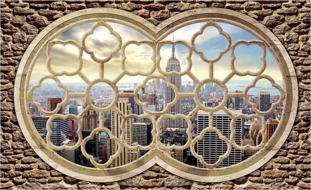 Fotótapéta New York ablak Nyc vinil 368x254 Város Építészet +ragasztó