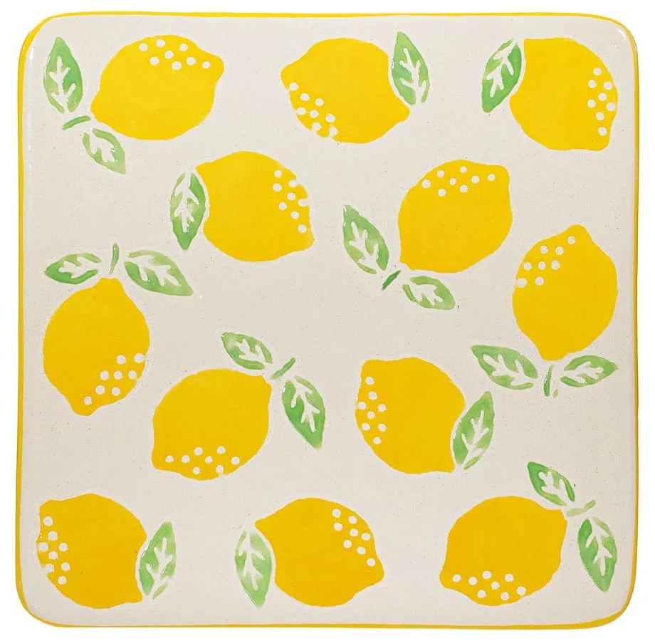 Sárga-fehér kerámia poháralátét szett 4 db-os Lemon – Sass &amp; Belle