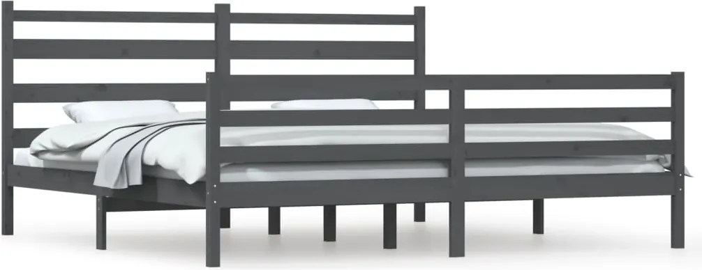 vidaXL szürke tömör fenyőfa ágykeret 200 x 200 cm