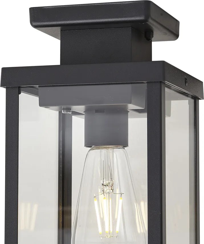 Modern kültéri mennyezeti lámpa fekete mozgásérzékelővel IP44 - Rotterdam