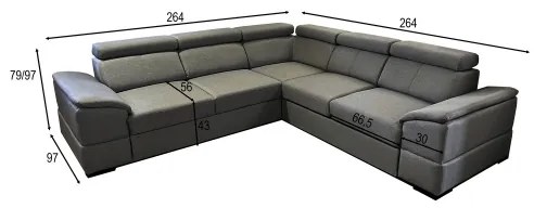 Univerzális, kihúzható sarokülőgarnitúra tárolóhellyel GRANADA sötétszürke