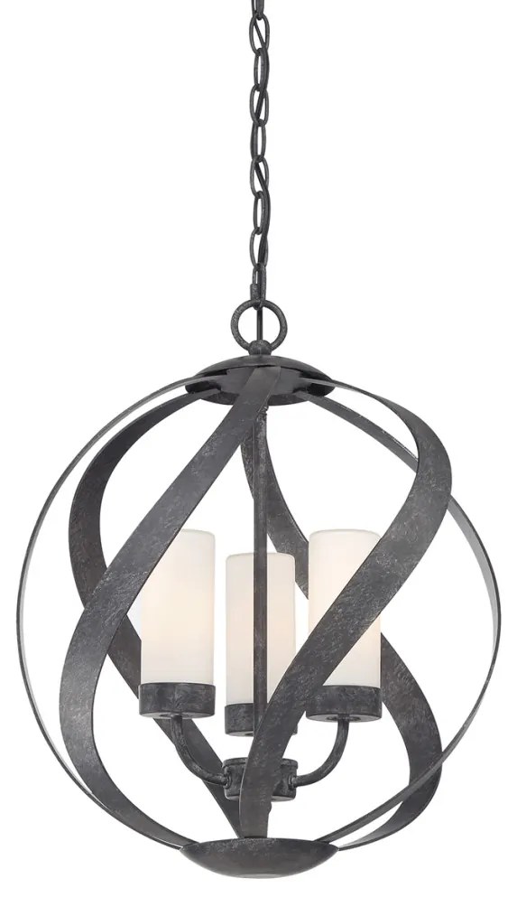 ELSTEAD QNBLACKSMITH3POBK BLACKSMITH Kültéri Függő Lámpa Fekete, Opál IP44
