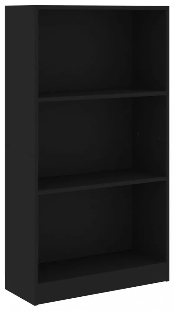 3 szintes fekete szerelt fa könyvszekrény 60 x 24 x 109 cm