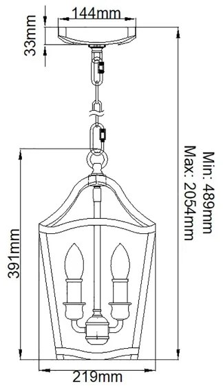 Feiss FE-YARMOUTH-3P - Csillár láncon YARMOUTH 3xE14/60W/230V